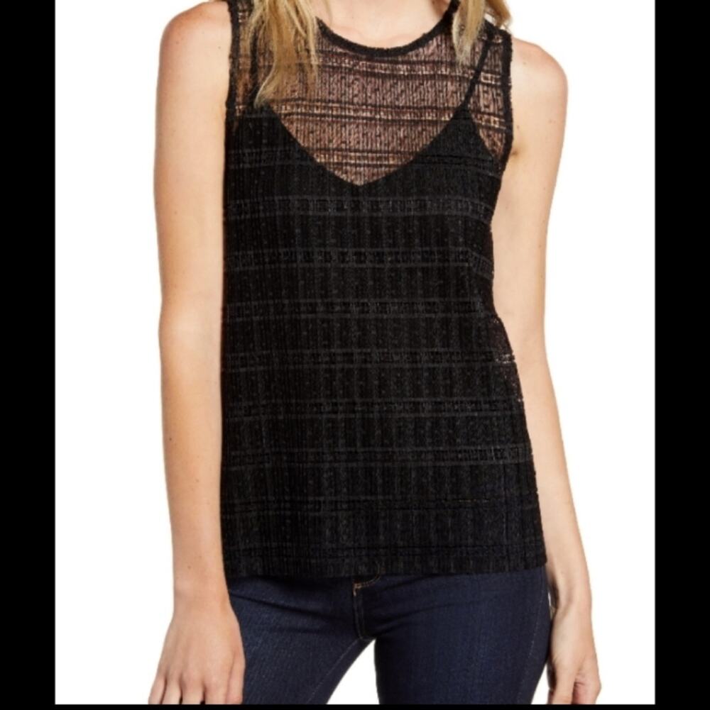 Chelsea 28 Sheer Black Sleeveless Top NWT
